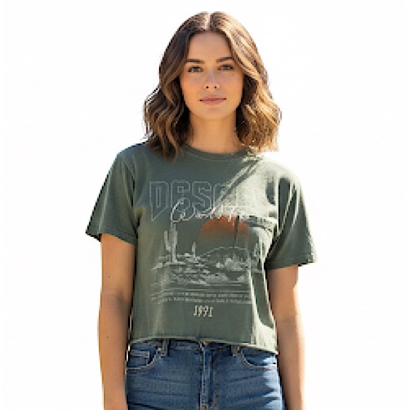 Social Culture Vintage-Style Desert World Tour 1991 Cropped T-Shirt Size XS - Picture 1 of 4